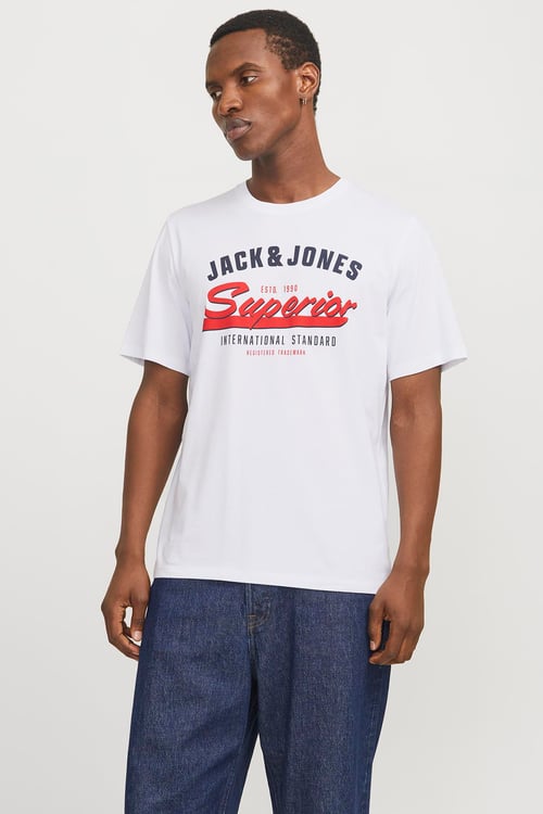 Jack & Jones Essentials Jjelogo % 100 Pamuk Regular Fit Erkek T Shirt 12268267 BEYAZ