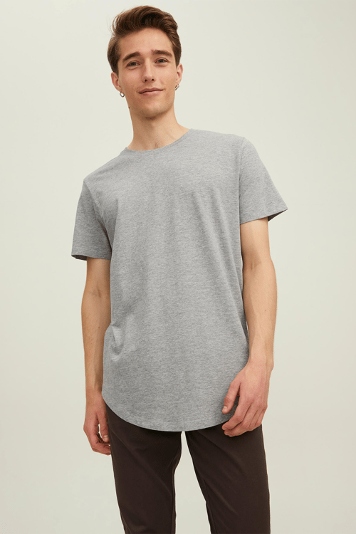 Jack & Jones Essentials Organik Pamuklu Regular Fit Bisiklet Yaka Erkek T Shirt 12113648 AÇIK GRİ