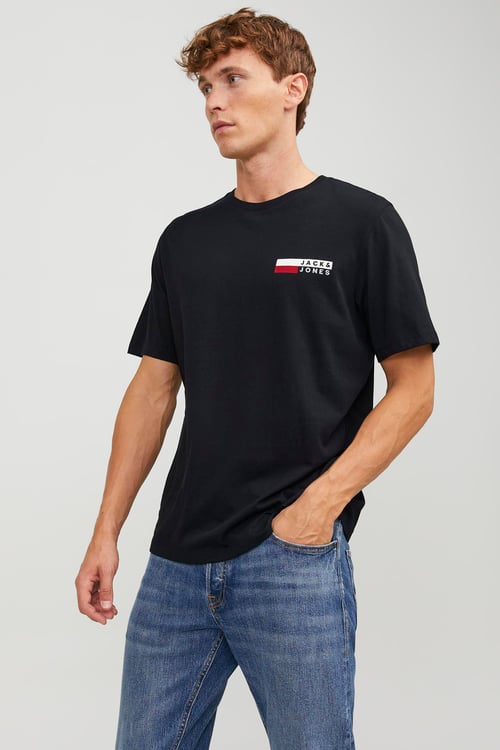 Jack & Jones Essentials Pamuklu Slim Fit Bisiklet Yaka Erkek T Shirt 12233999 SİYAH-KIRMIZI