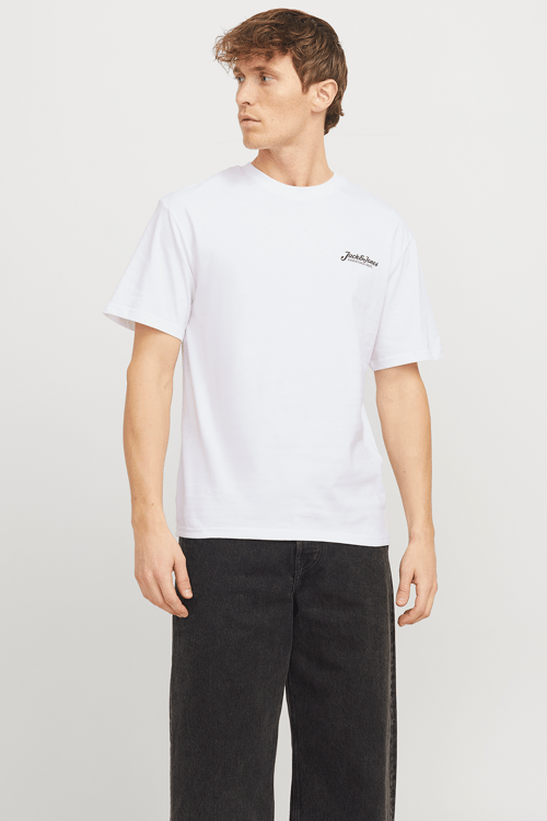 Jack & Jones Jjbeau % 100 Pamuk Relaxed Fit Bisiklet Yaka Erkek T Shirt 12275012 BEYAZ