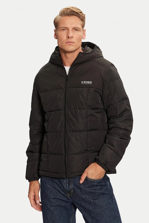 Jack & Jones Jjben Logolu Regular Fit Kapüşonlu Erkek Mont 12256905 SİYAH