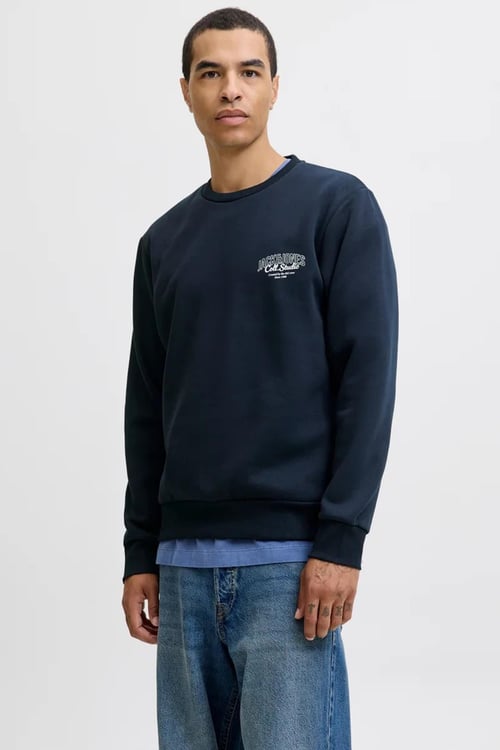 Jack & Jones Jjmakoto Regular Fit Bisiklet Yaka Erkek Sweat 12278601 LACİVERT