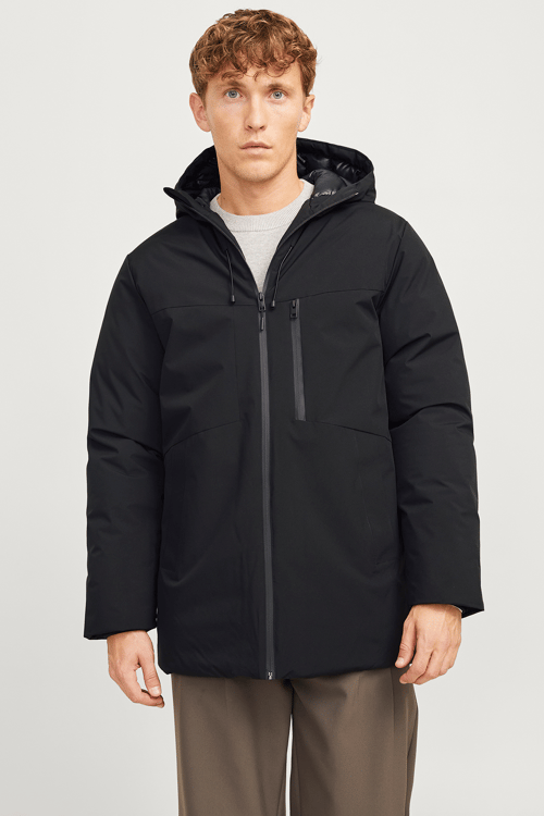 Jack & Jones Jjpayne Rüzgar Geçirmez Regular Fit Kapüşonlu Erkek Mont 12256884 SİYAH