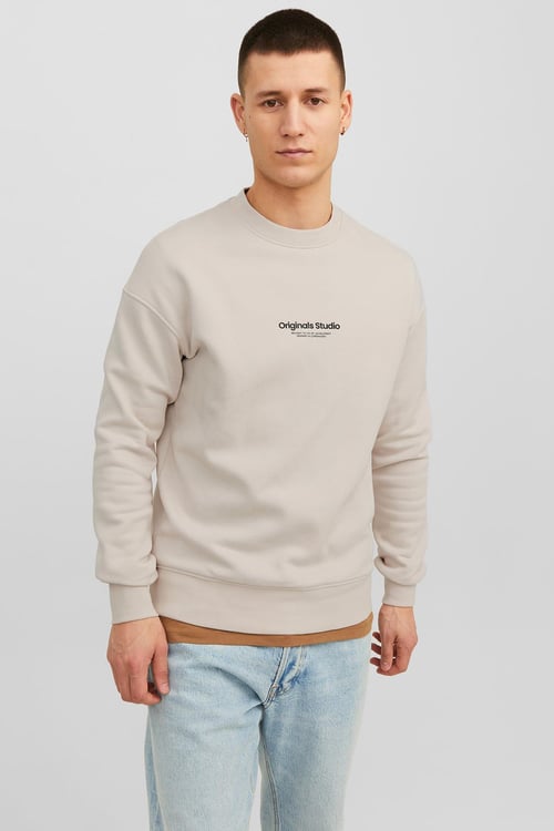 Jack & Jones Originals Jorvesterbro Bisiklet Yaka Relaxed Fit Erkek Sweat 12241694 AÇIK BEJ
