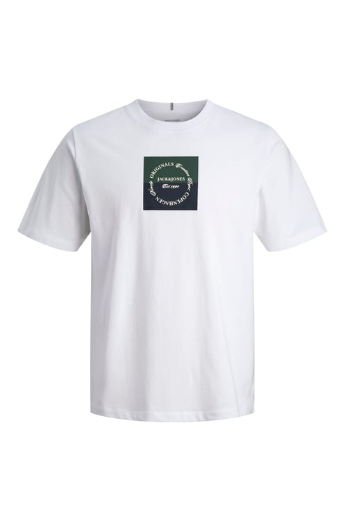 Jack & Jones Plus Büyük Beden Baskılı Regular Fit Bisiklet Yaka Erkek T Shirt 12298472 BEYAZ