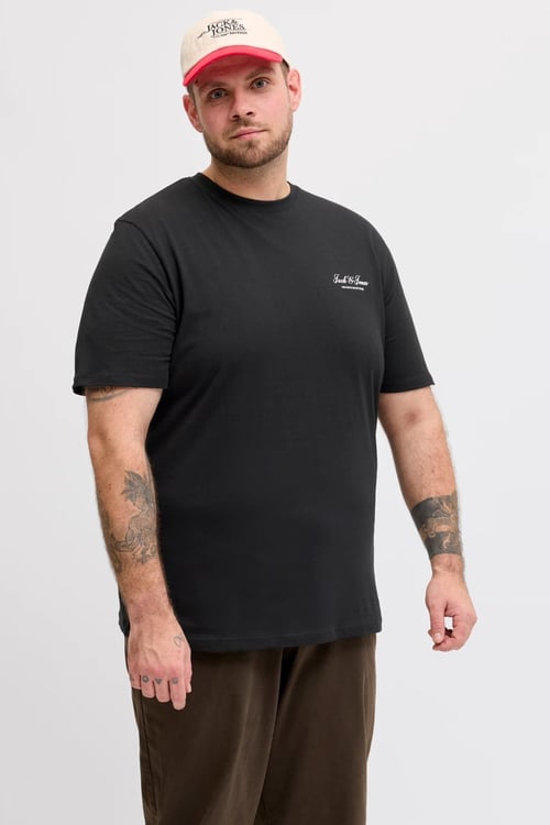 Jack & Jones Plus Büyük Beden Pamuklu Regular Fit Bisiklet Yaka Erkek T Shirt 12289683 SİYAH
