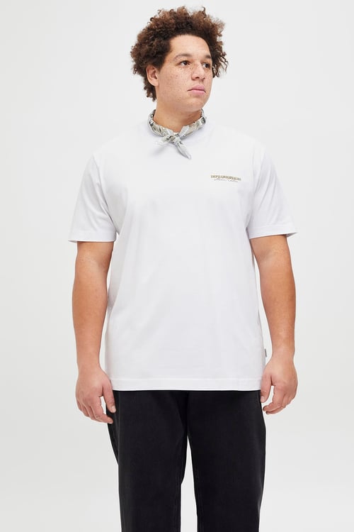 Jack & Jones Plus Jorİslİngton Baskılı Pamuklu Oversize Fit Büyük Beden Erkek T Shirt 12278557 BEYAZ
