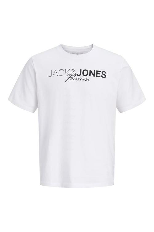 Jack & Jones Plus Jprblaneo % 100 Pamuk Normal Kesim Baskılı Bisiklet Yaka Erkek T Shirt 12298342 BEYAZ