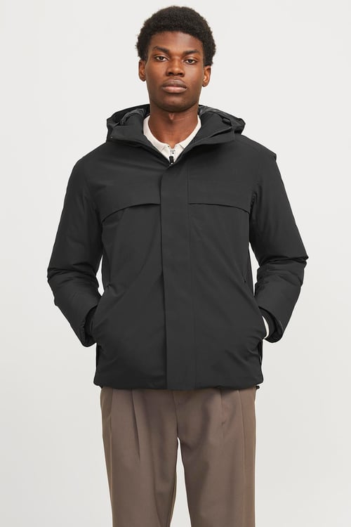 Jack & Jones Premium Jprblawave Suya Dayanıklı Regular Fit Kapüşonlu Erkek Mont 12259457 SİYAH