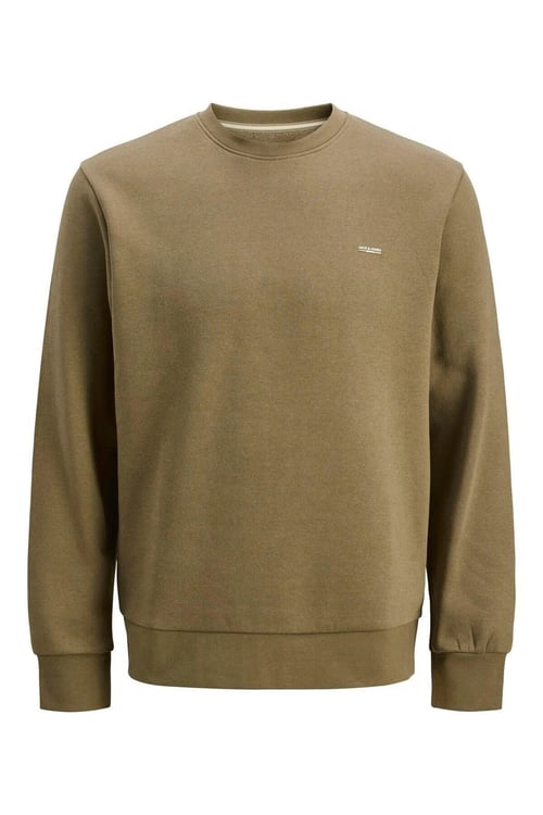 Jack & Jones Premium Jprblunathan Pamuklu Regular Fit Logolu Bisiklet Yaka Erkek Sweat 12284399 VİZON