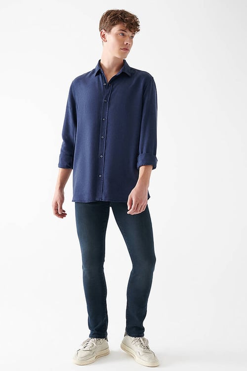 Jake Pamuklu Skinny Fit Dar Paça Jeans Erkek Kot Pantolon 0042227245 MAVİ-SİYAH