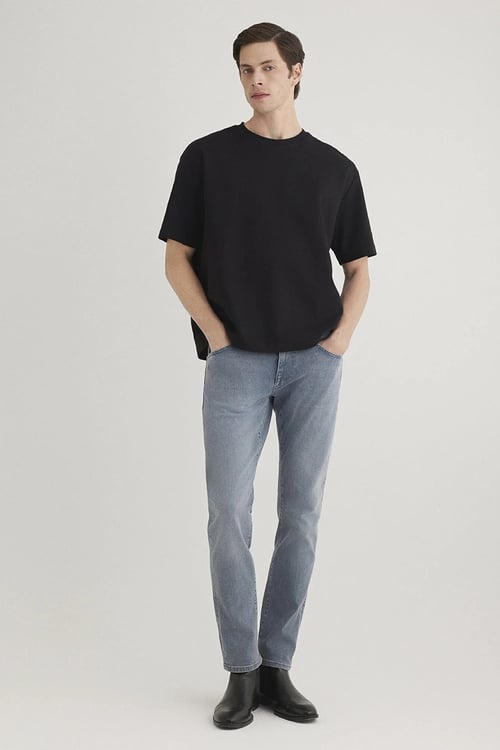 Jake Skinny Fit Normal Bel Dar Paça Jeans Erkek Kot Pantolon 0042289558 GRİ