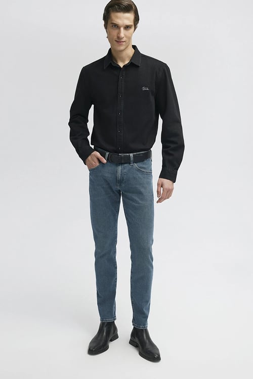 Jake Skinny Normal Bel Dar Paça Jeans Erkek Kot Pantolon 0042286546 MAVİ