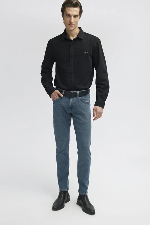 Jake Skinny Normal Bel Dar Paça Jeans Erkek Kot Pantolon 0042286546 MAVİ