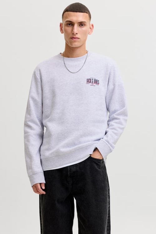 Jjaero Logolu Pamuklu Bisiklet Yaka Erkek Sweat 12298492 AÇIK GRİ