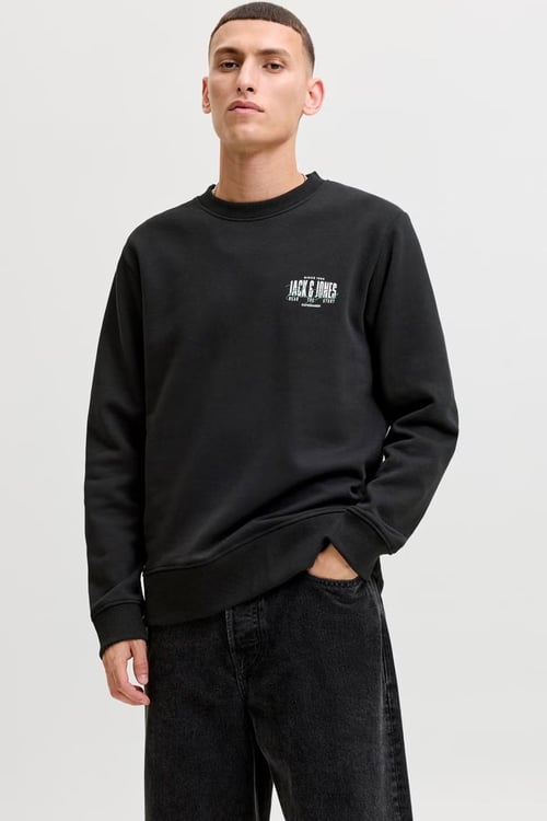 Jjaero Logolu Pamuklu Bisiklet Yaka Erkek Sweat 12298492 SİYAH