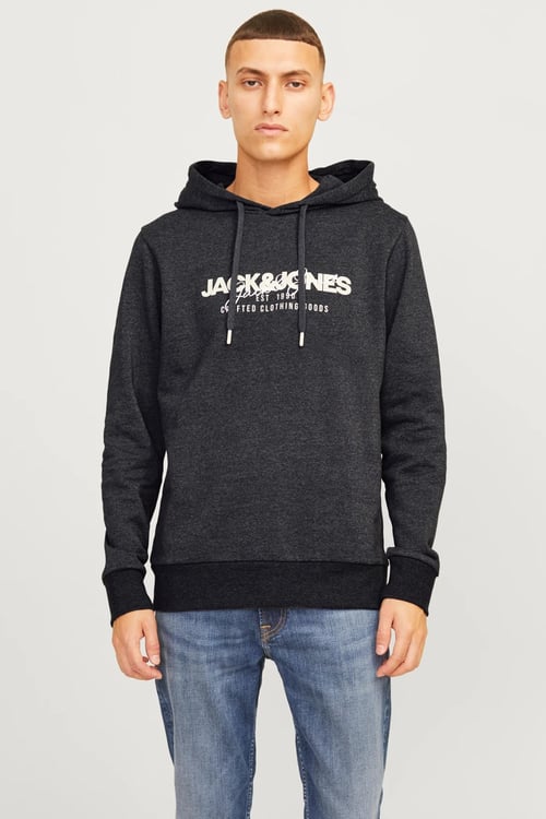Jjalvis Pamuklu Relaxed Fit Kapüşonlu Yaka Erkek Sweat 12256848 SİYAH