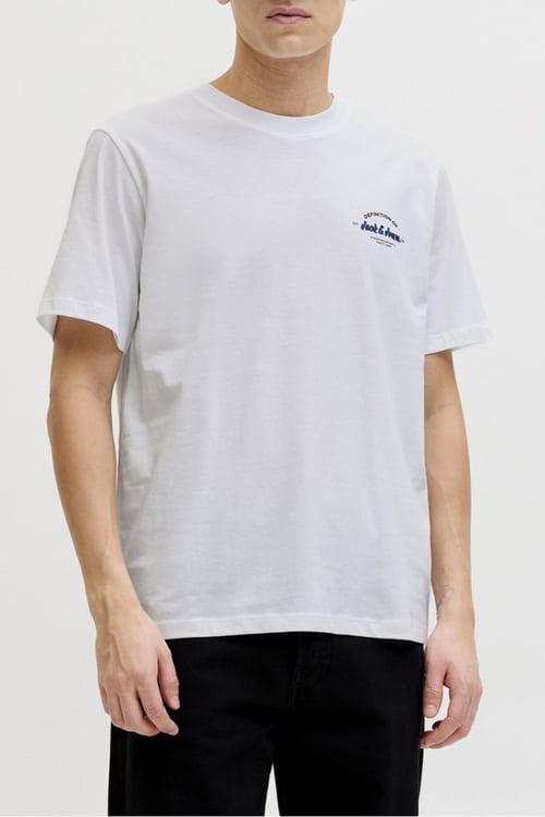 Jjbrandon Pamuklu Regular Fit Logolu Bisiklet Yaka Erkek T Shirt 12288113 BEYAZ