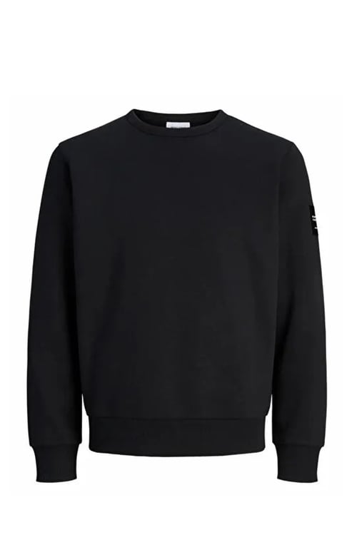 Jjcleveland Pamuklu Bisiklet Yaka Erkek Sweat 12298440 SİYAH