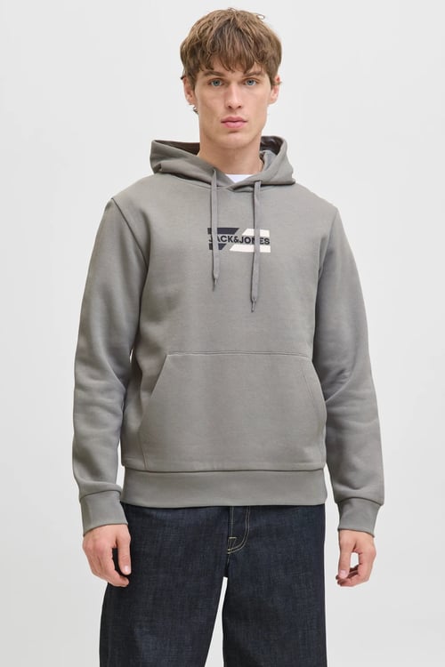 Jjcorp Pamuklu Logolu Regular Fit Kapüşonlu Erkek Sweat 12268422 GRİ