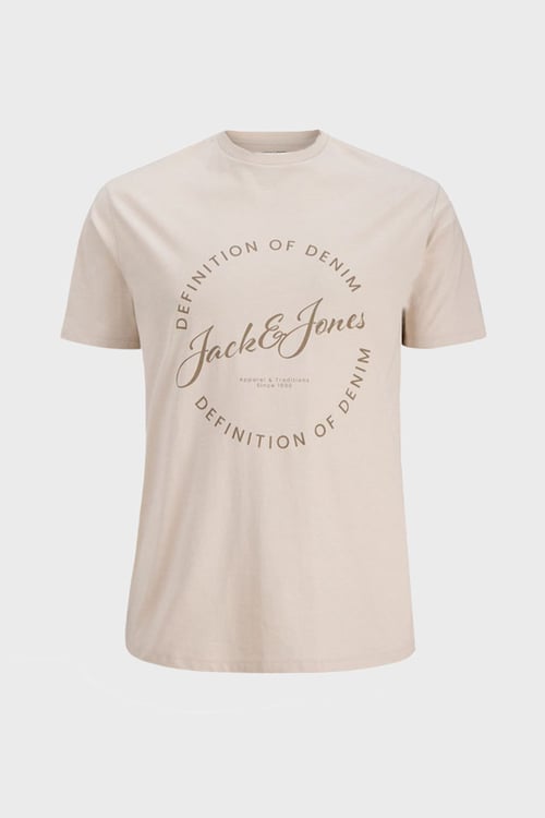 Jjgrayson Pamuklu Relaxed Fit Baskılı Bisiklet Yaka Erkek T Shirt 12288377 BEJ