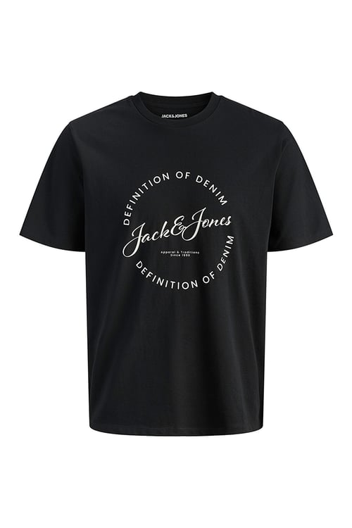 Jjgrayson Pamuklu Relaxed Fit Baskılı Bisiklet Yaka Erkek T Shirt 12288377 SİYAH