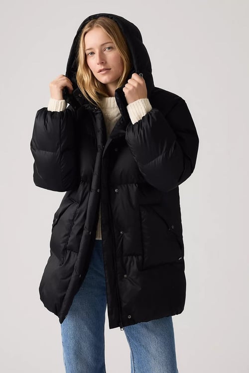 Kaiptoneli Regular Fit Kapüşonlu Kadın Mont 003HB-0000 SİYAH
