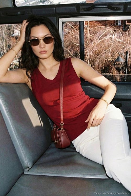 Kalın Askılı V Yaka Kadın Bluz 5864384 BORDO
