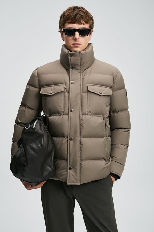Kapitoneli Comfort Fit Dik Yaka Şişme Erkek Mont 112120258 TOPRAK