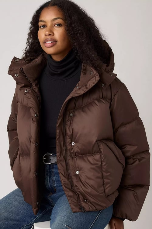 Kapitoneli Regular Fit Kapüşonlu Kadın Mont 003MD-0006 KAHVE