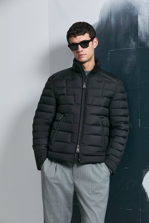Kapitoneli Relaxed Fit Dik Yaka Erkek Mont 112120245 SİYAH
