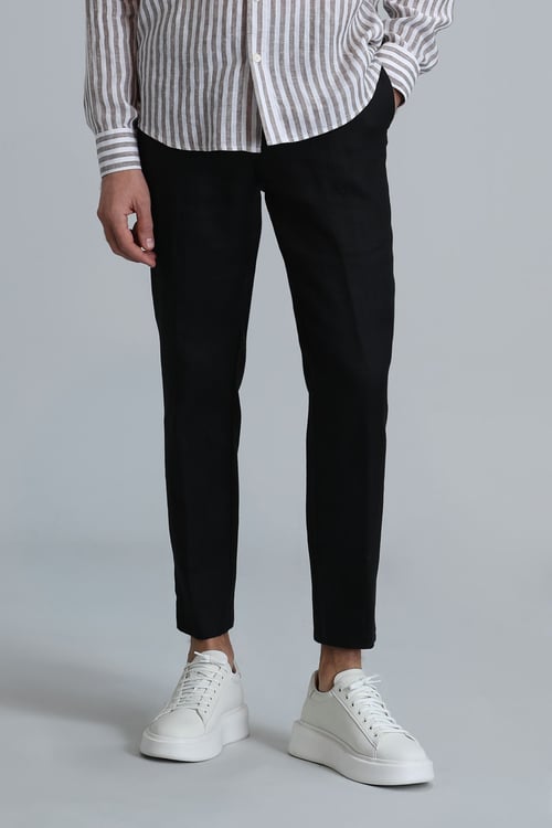 Karl % 100 Keten Slim Fit Chino Erkek Pantolon 111190328 SİYAH