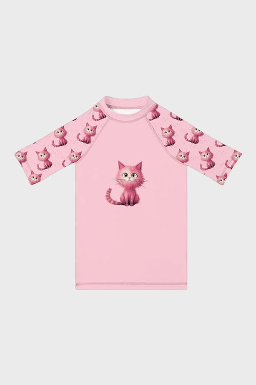 Kiki Baskılı Uv Korumalı Kısa Kollu Mayo Kız Çocuk T Shirt ST2612000002 PEMBE