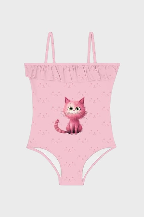 Kiki İnce Askılı Hızlı Kuruyan Uv Korumalı Kız Çocuk Mayo SM2612000102 PEMBE