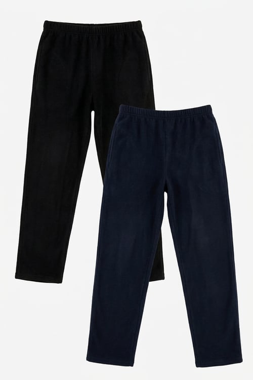Lastikli Bel Düz Paça Ultra Soft Polar 2'li Paket Erkek Pijama Altı 6098001S2 LACİVERT-SİYAH