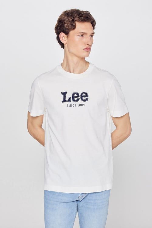 Lee % 100 Pamuk Regular Fit Bisiklet Yaka Erkek T Shirt L2510154 104 EKRU