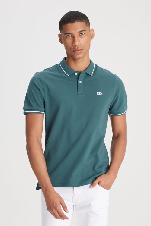 Lee % 100 Pamuk Regular Fit Düğmeli Erkek Polo Yaka T Shirt ML61ARLOT YEŞİL