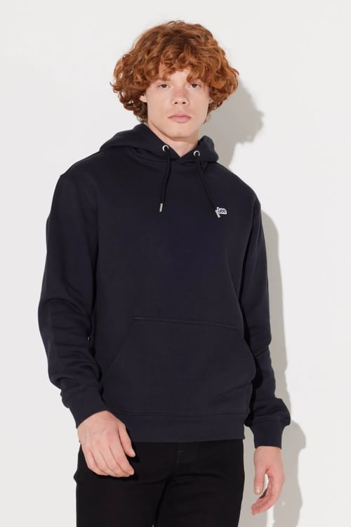 Lee % 100 Pamuk Regular Fit Kapüşonlu Şardonlu Erkek Sweat L80YRY01 SİYAH