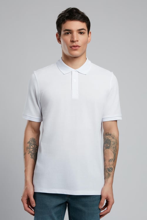 Lee Cooper % 100 Pamuk Regular Fit Düğmeli Erkek Polo Yaka T Shirt 252 LCM 242012 1101 BEYAZ