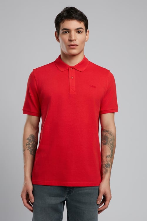 Lee Cooper % 100 Pamuk Regular Fit Düğmeli Erkek Polo Yaka T Shirt 252 LCM 242012 3101 KIRMIZI