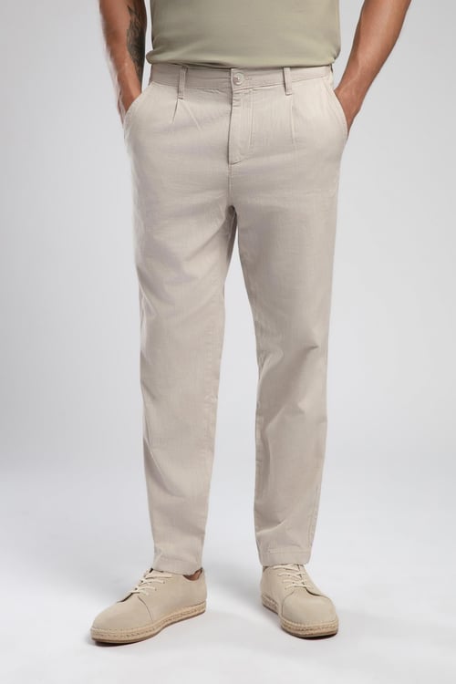 Lee Cooper % 100 Pamuk Tapered Fit Normal Bel Daralan Paça Erkek Pantolon 252 LCM 221005 1201 BEJ