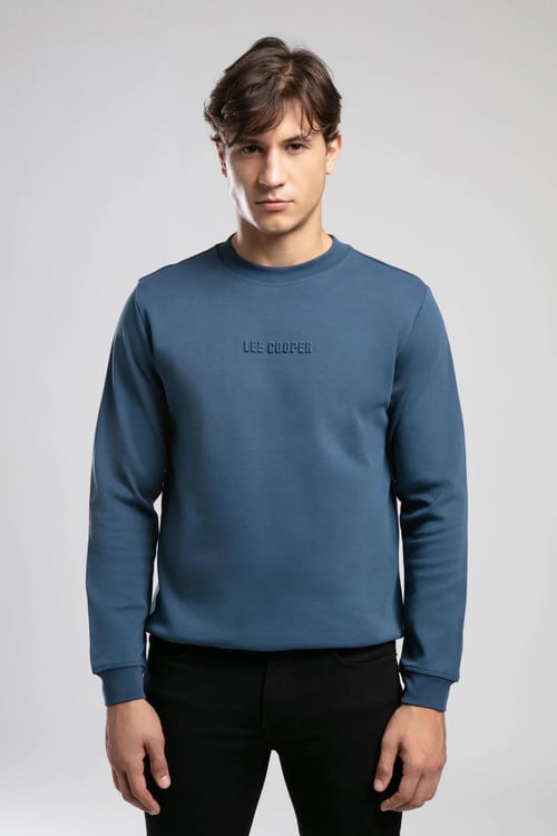 Lee Cooper Noahes Pamuklu Regular Fit Bisiklet Yaka Logolu Erkek Sweat 261 LCM 241058 2601 İNDİGO