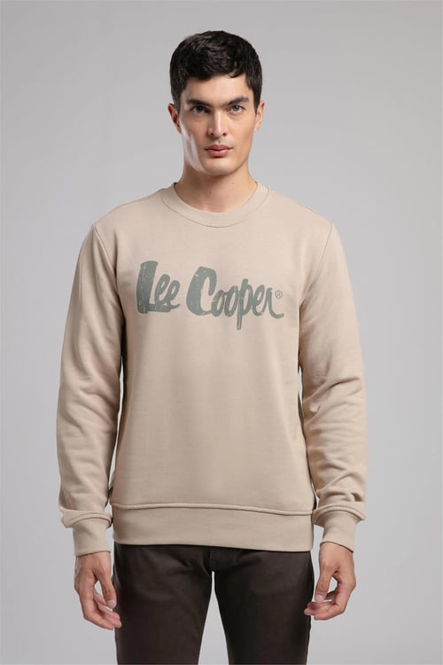Lee Cooper Pamuklu Regular Fit Logolu Bisiklet Yaka Erkek Sweat 261 LCM 241041 1201 BEJ