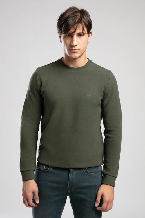 Lee Cooper Pamuklu Regular Fit Logolu Bisiklet Yaka Erkek Sweat 261 LCM 241063 5203 AÇIK HAKİ