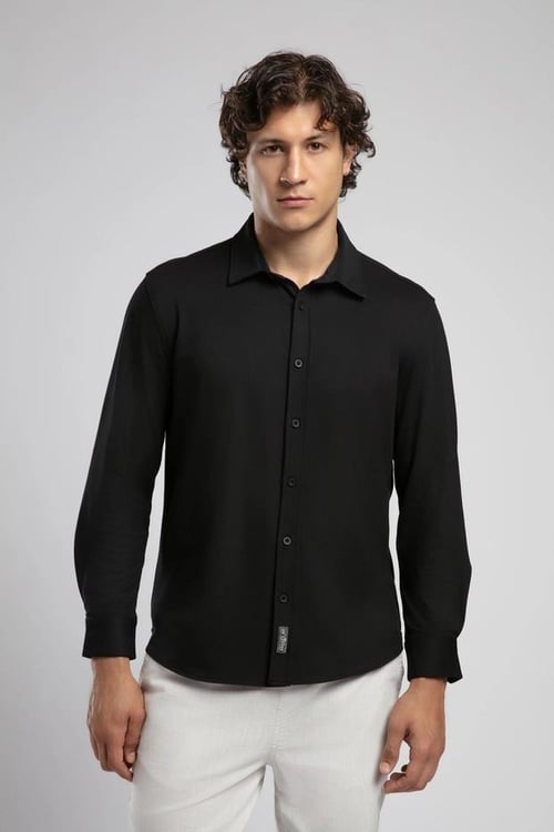 Lee Cooper Streç Pamuklu Regular Fit Klasik Yaka Erkek Gömlek 252 LCM 241016 8101 SİYAH
