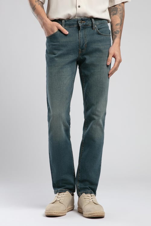 Lee Cooper Streç Pamuklu Slim Straight Normal Bel Düz Paça Jeans Erkek Kot Pantolon 252 LCM 121015 DN2158 KOYU MAVİ
