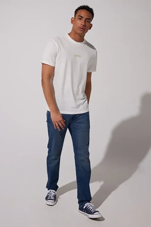 Lee Pamuklu Loose Fit Bisiklet Yaka Erkek T Shirt L231712 100 BEYAZ