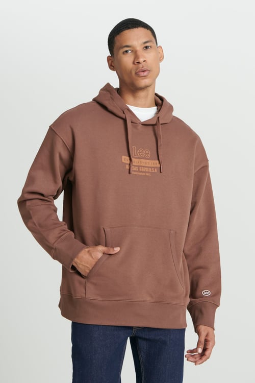 Lee Pamuklu Loose Fit Kapüşonlu Şardonlu Erkek Sweat L232274220 KAHVE