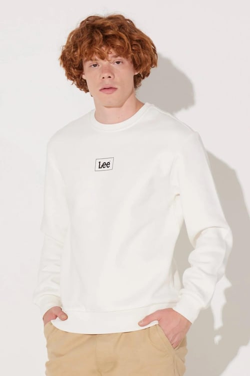 Lee Pamuklu Regular Fit Bisiklet Yaka Erkek Sweat L212299102 BEYAZ