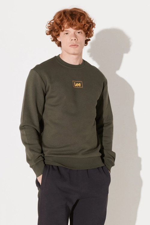 Lee Pamuklu Regular Fit Bisiklet Yaka Erkek Sweat L212299801 KOYU HAKİ